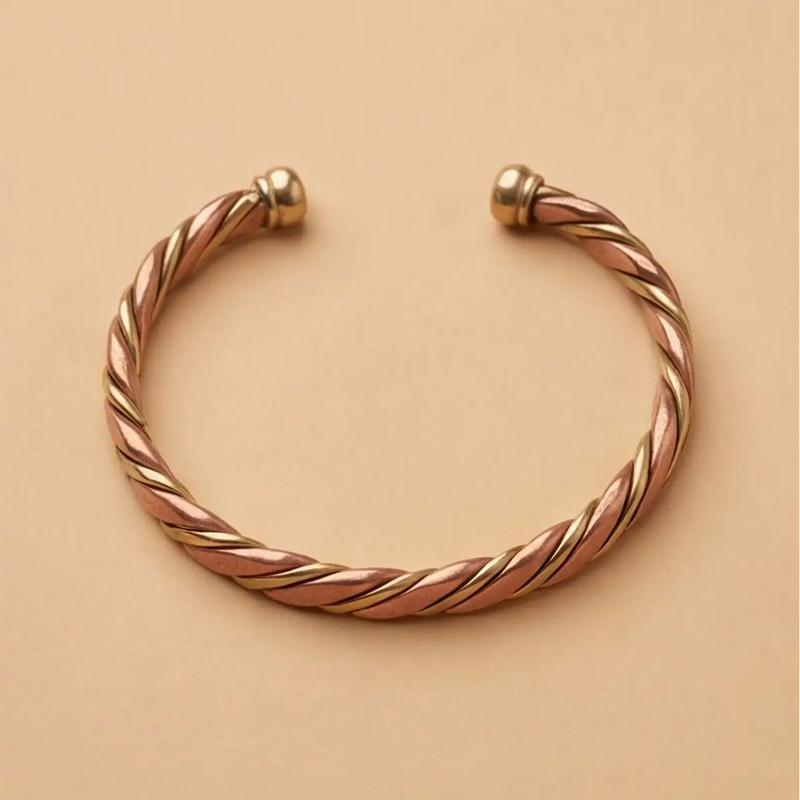 Origin spiral-twisted copper and brass cuff